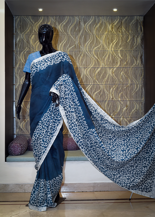 Pure Cotton Malmal Saree With Tie And Dye
