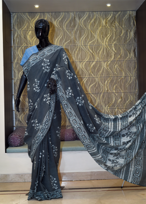 Pure Malmal Saree With Tie-Dye