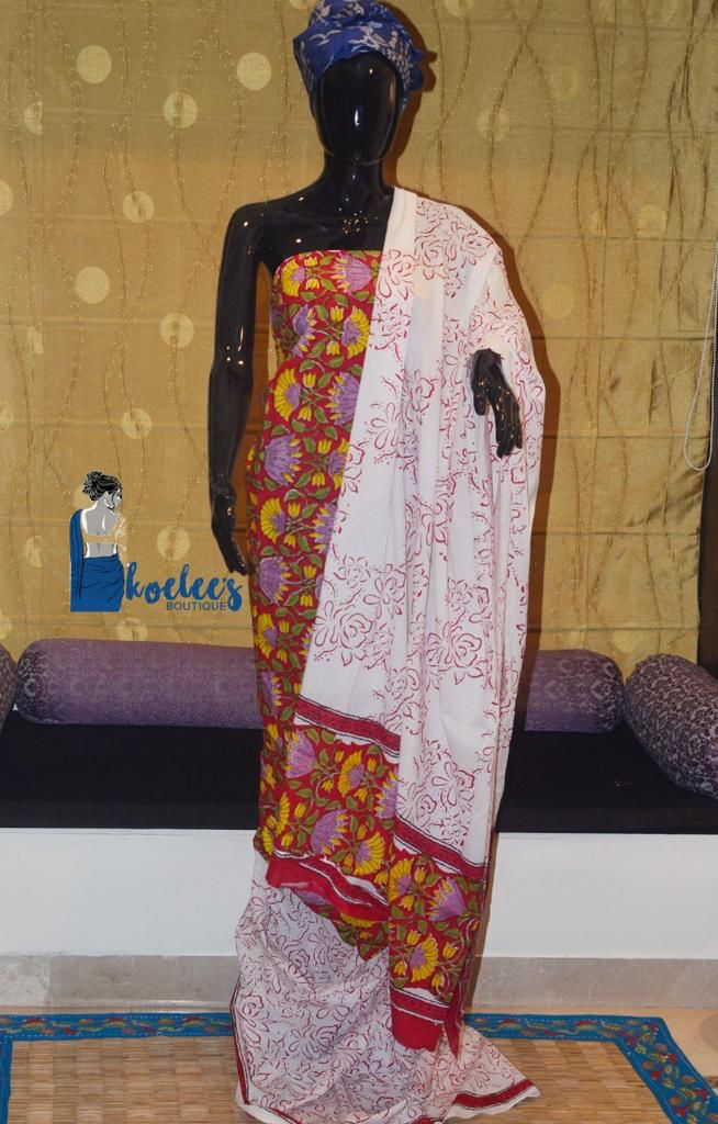 Pure Cotton Salwer Suit Pieces With Cotton Dupatta