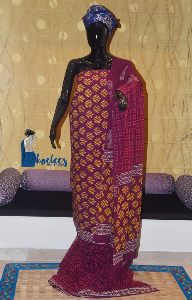 Pure Cotton Salwer Suit Pieces With Cotton Dupatta