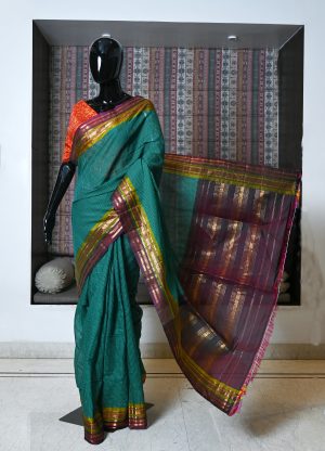 Pure Hand Woven Cotton Gadwal Saree