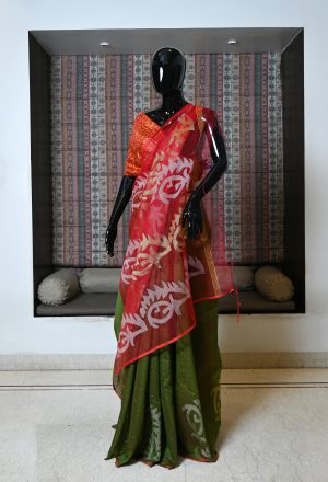 Pure Hand Woven Silk Matka Saree With Jamdani Work Weaving