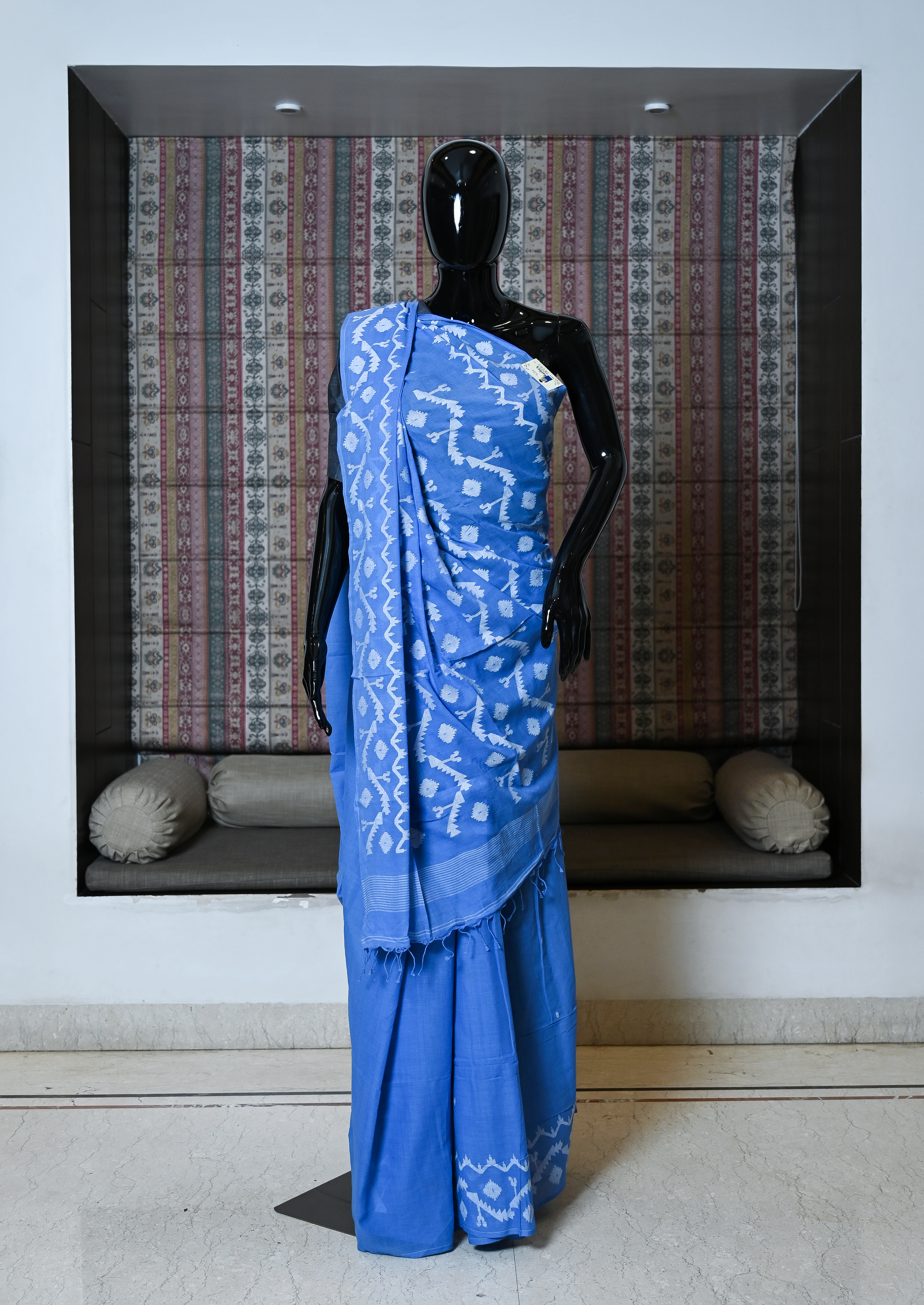 Pure Hand Woven Cotton Dhakai Jamdani Saree From Bengal