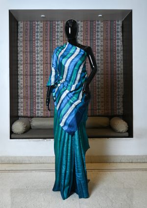 Pure Hand Woven Tasser Saree With Hand Painted And Kalamkari Blouse Piece