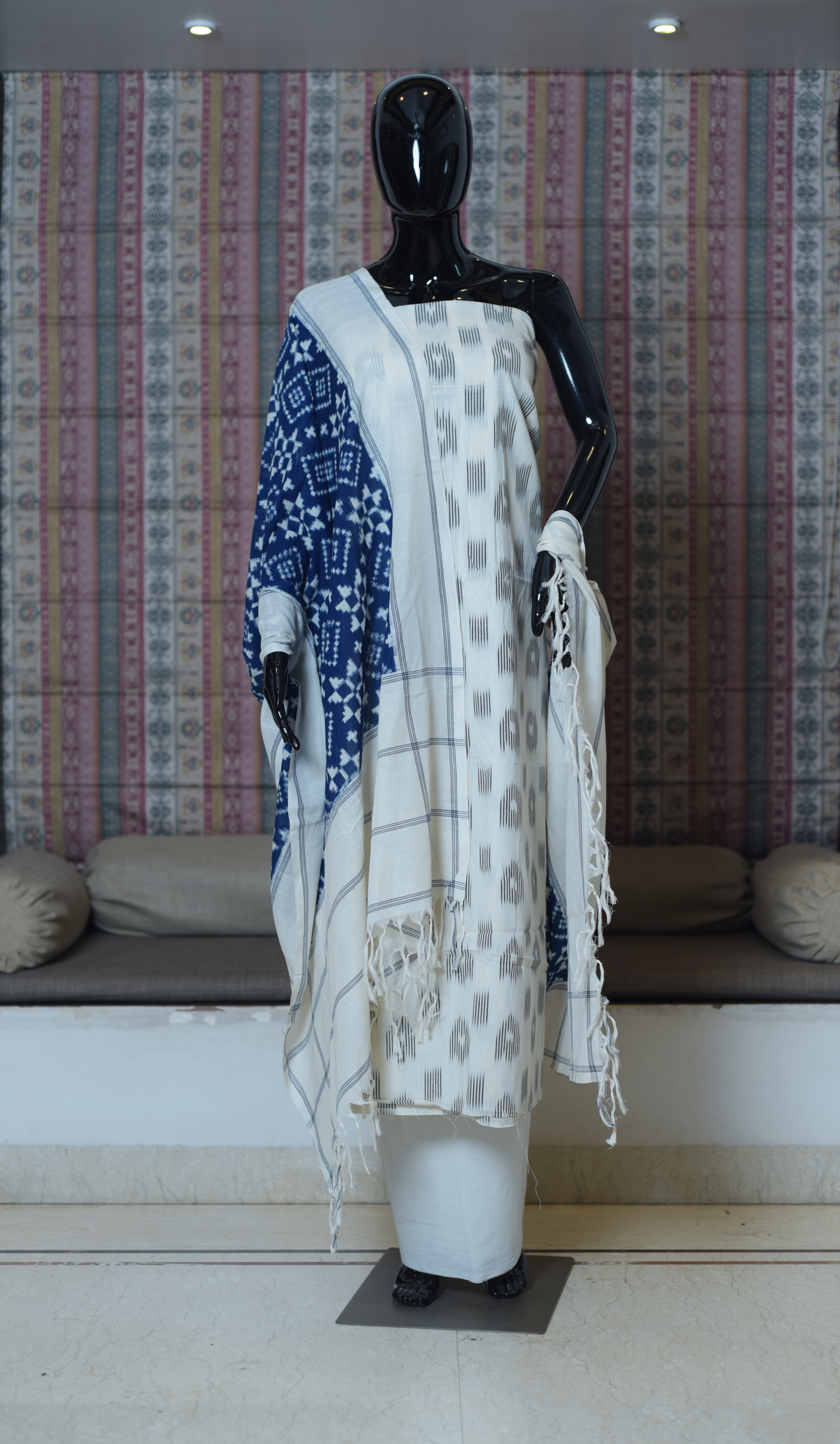 Pure Hand Woven Ikat Salwar Suit Set Of -3