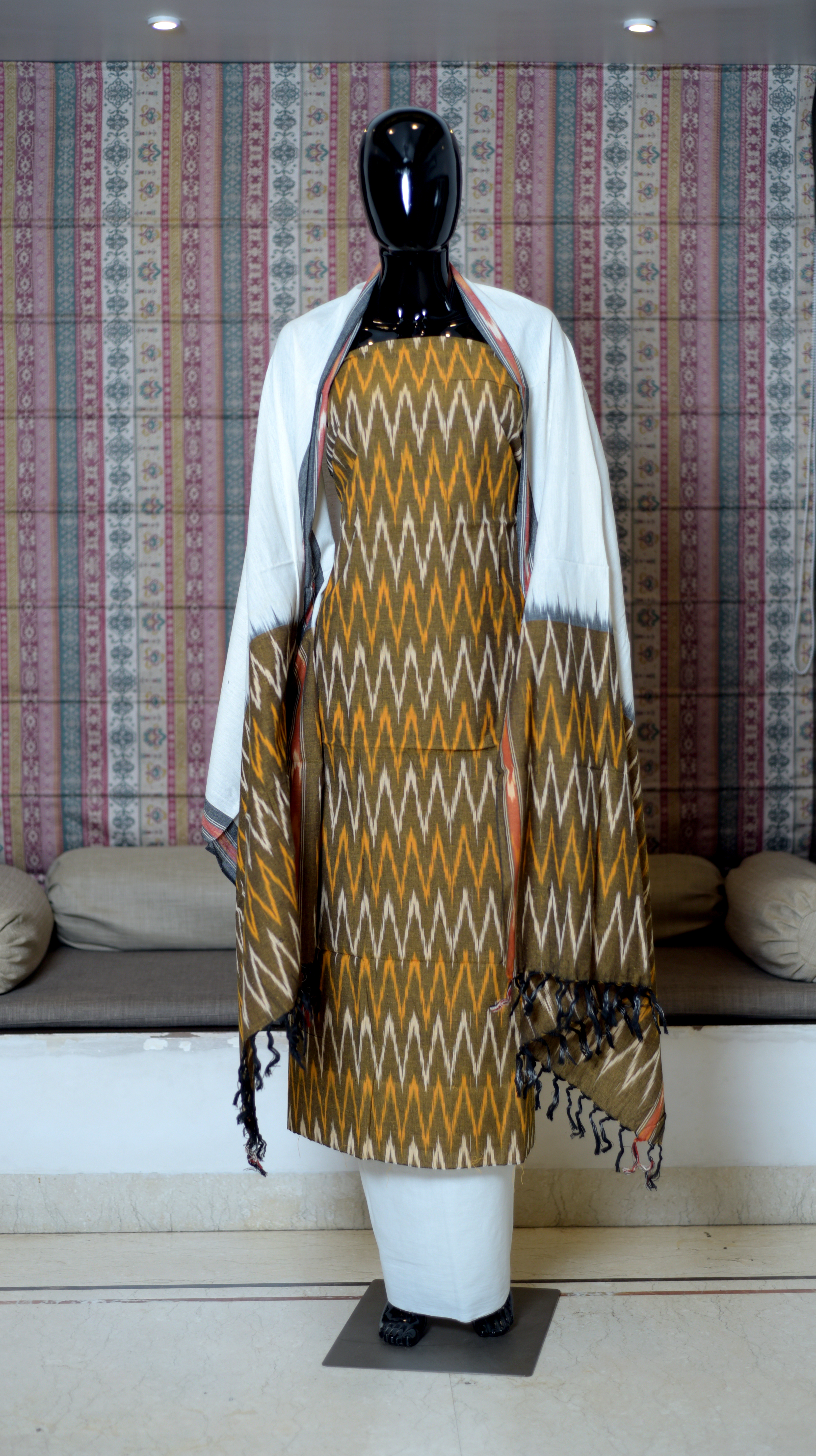 Pure Hand Woven Ikat Salwar Suit Set Of -3
