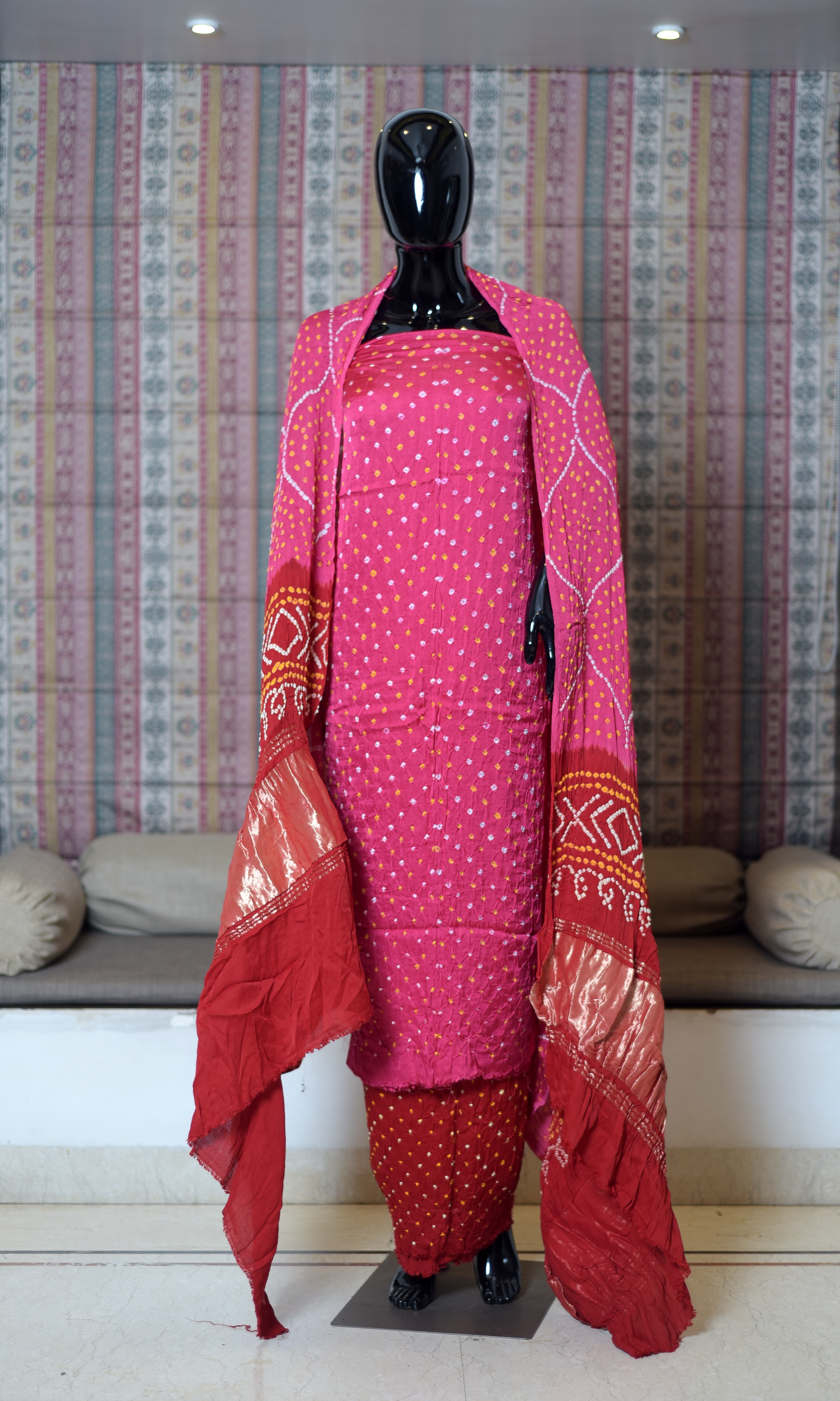 Pure Modal Silk Salwer Suit Piece with Badhani Work Set Of -3