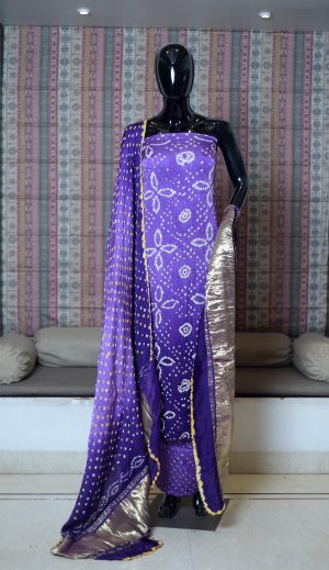 Pure Modal Silk Salwer Suit Piece with Badhani Work Set Of -3
