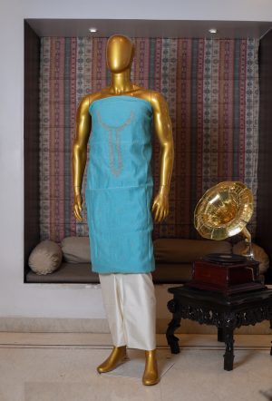 Pure Cotton Panjabi With Antique Gold Thread Hand Work